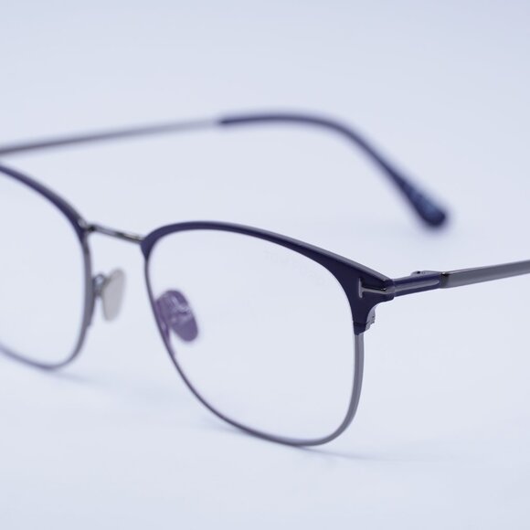 Tom Ford FT5750-B 091 Eyeglasses Blue/Ruthenium 54mm Square Frame - Picture 5 of 8